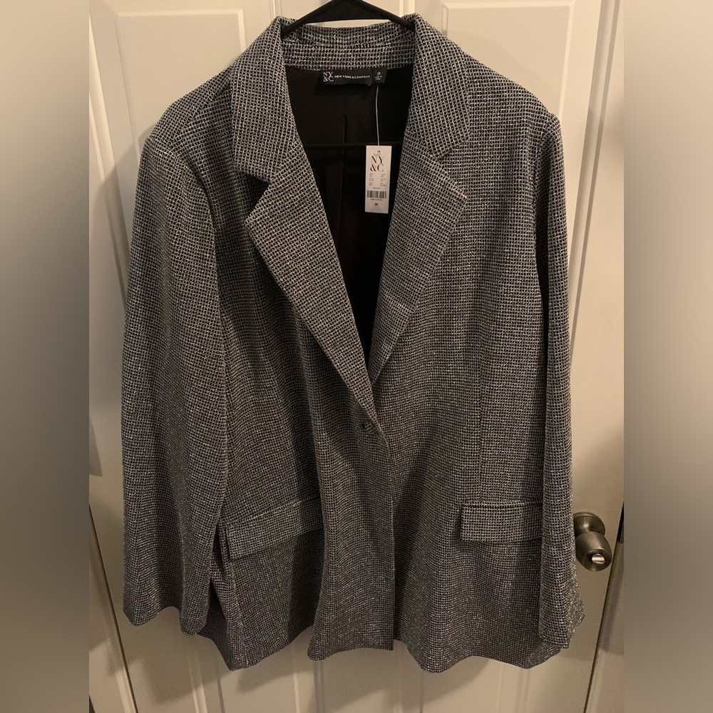 NWT Silver/ Black Sparkle Blazer and Pants Set- Size 3X - Picture 2 of 10